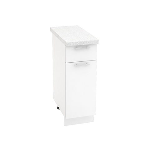 Шкаф нижний 1 ящик Кухня Валерия 300 мм Белый - Белый глянец