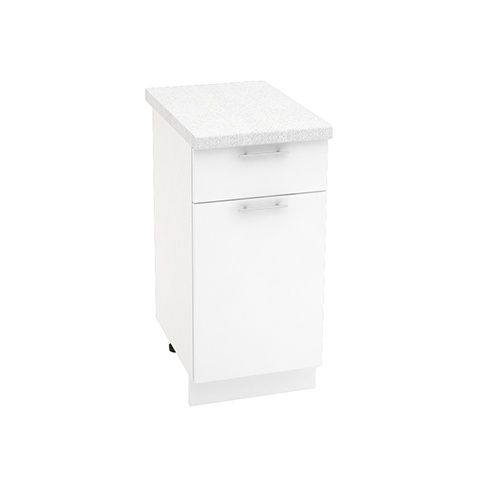 Шкаф нижний 1 ящик Кухня Валерия 400 мм Белый - Белый глянец