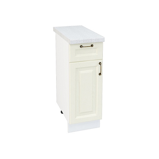 Шкаф нижний 1 ящик Кухня Ницца 300 мм Белый - Дуб кремовый
