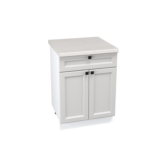 Шкаф нижний 1 ящик с 2 створками Кухня Тулиппа 600 мм Белый - Атласный серый