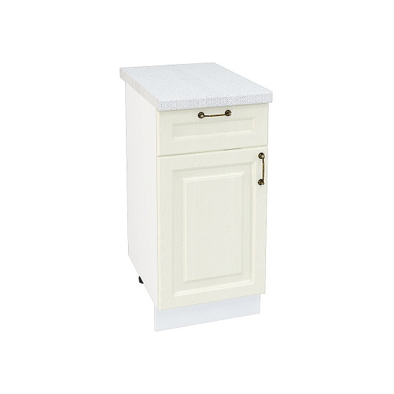 Шкаф нижний 1 ящик Кухня Ницца 400 мм Белый - Дуб кремовый