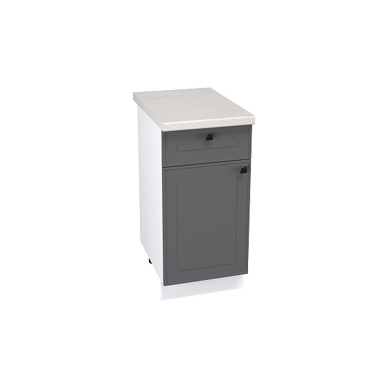 Шкаф нижний 1 ящик Кухня Перфетта 400 мм Белый - Грифельно-серый