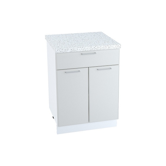 Шкаф нижний 1 ящик с 2 створками Кухня Мемфис 600 мм Белый - Атласный серый