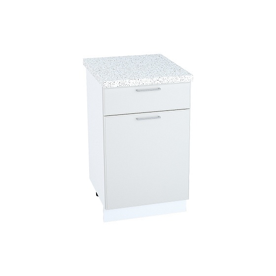 Шкаф нижний 1 ящик Кухня Мемфис 500 мм Белый - Атласный серый