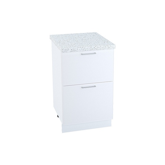 Шкаф нижний 2 ящика Кухня Мемфис 500 мм Белый - Белый софт