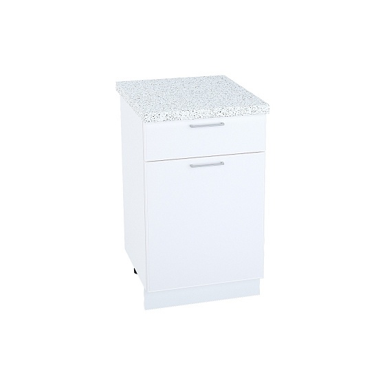 Шкаф нижний 1 ящик Кухня Мемфис 500 мм Белый - Белый софт