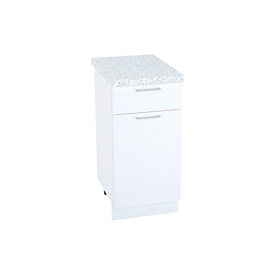 Шкаф нижний 1 ящик Кухня Мемфис 400 мм Белый - Белый софт