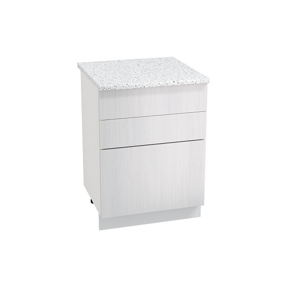 Шкаф нижний 3 ящика Кухня Хелмер 600 мм Белый - Анкор