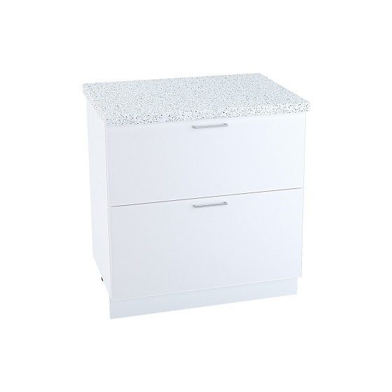 Шкаф нижний 2 ящика Кухня Мемфис 800 мм Белый - Белый софт