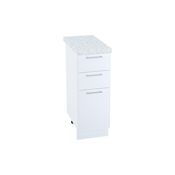 Шкаф нижний 3 ящика Кухня Мемфис 300 мм Белый - Белый софт