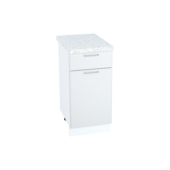 Шкаф нижний 1 ящик Кухня Мемфис 400 мм Белый - Атласный серый