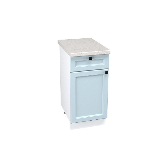 Шкаф нижний 1 ящик Кухня Тулиппа 400 мм Белый - Небесно-голубой