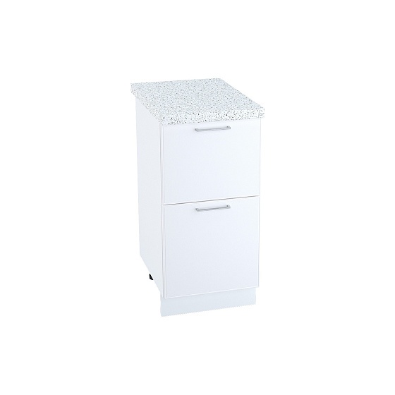 Шкаф нижний 2 ящика Кухня Мемфис 400 мм Белый - Белый софт